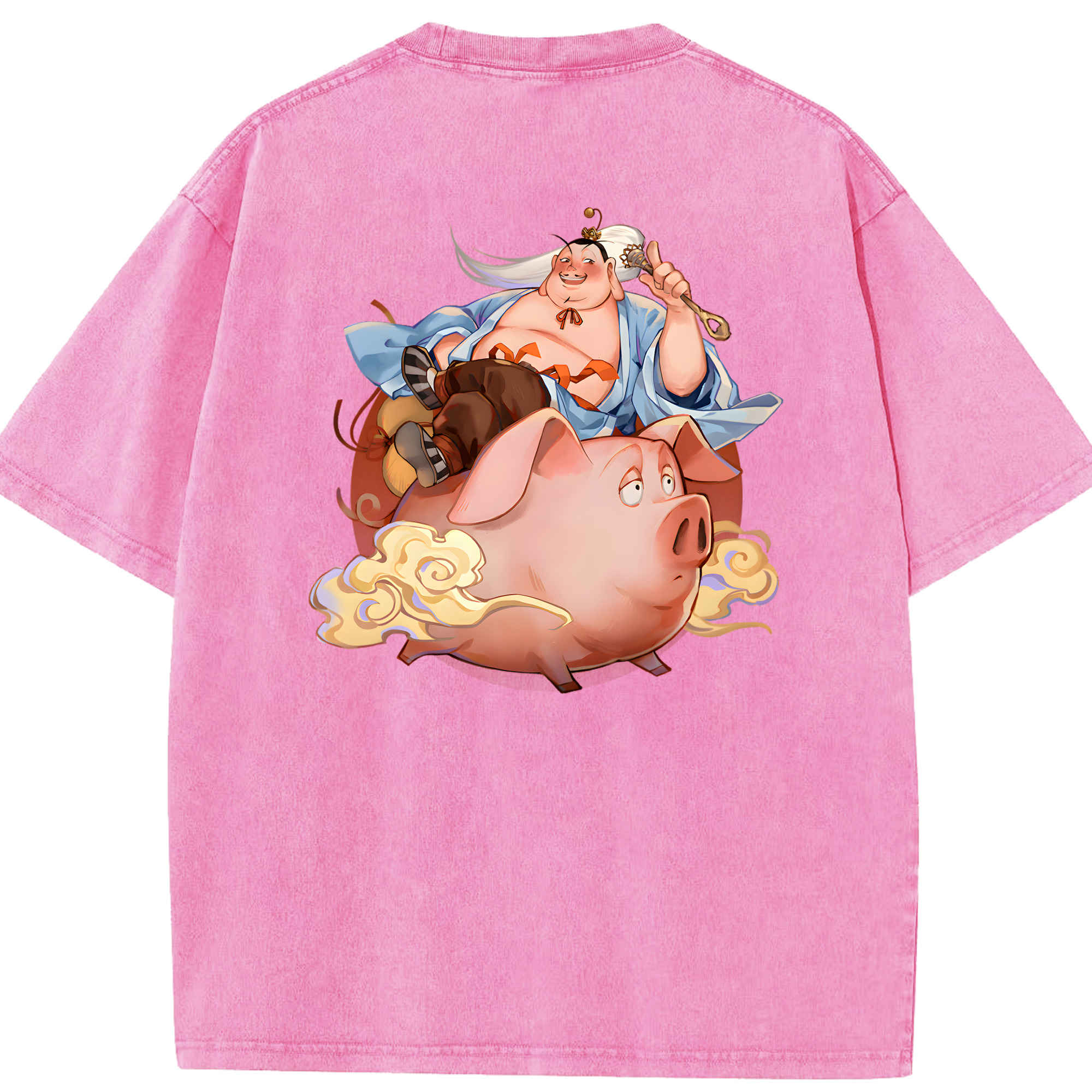 （画像用） Ne Zha 2 ナタ 魔童の大暴れ 綿100% ヴィンテージ風 半袖Tシャツ（背面プリント）